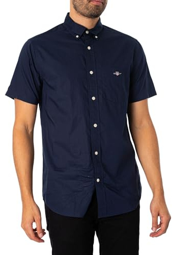 GANT Herren Reg Poplin Shirt Klassisches Hemd, Marine, 4XL EU