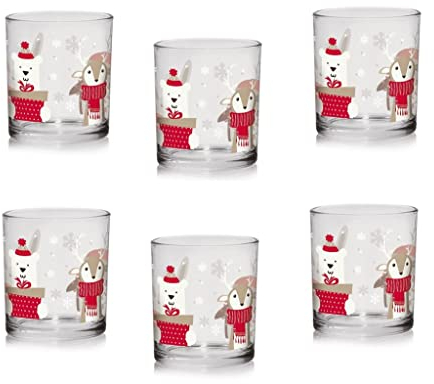 Cerve Set 6 Bicchieri da Tavola Acqua Vino Natale Winter Friend 220 CC