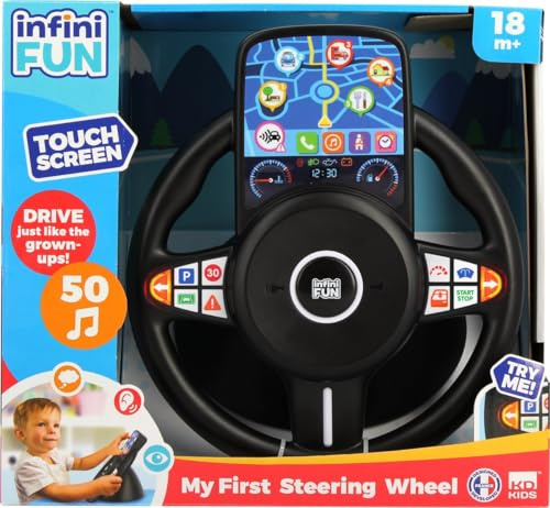 INFINI FUN Mein Erstes Lenkrad, Interaktives, Pädagogisches Kinderspielzeug | Imitationsspiel - Kinderautospiel - Zweisprachig Deutsch/Englisch - Ab 18 Monate
