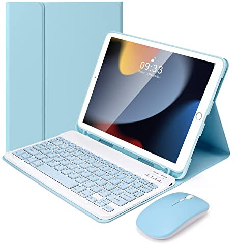Lively Life Bluetooth Keyboard Case with Mouse - iPad 10.2/Pro 10.5/Air 3, Built-in Pen Holder - Blue