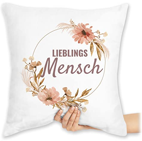 Kissen 40x40 Zierkissen - Freundin - Lieblingsmensch Lieblingsperson Herzmensch - 40 x 40 cm - Weiß - für Beste Freundinnen Lieblingsmenschen sofakissen freundschafts Freundschaft Mein