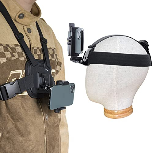 Suptig Phone Chest Strap Harness Mount Head Strap Holder Kit for POV/VLOG for Phone, GoPro Hero 13, Hero 12,11,10, 9, 8,7, 6, 5, 4, 3,2, 1,AKASO,DJI Osmo Action Cam