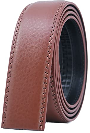 COTIDI Herren-Ledergürtel mit Ratsche ohne Löcher, 35 mm breit, ohne Schnalle, Cognac C20, 125 cm
