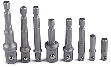Fongmore Juego de 8 adaptadores de impacto de vástago hexagonal de tuerca cuadrada para taladro inalámbrico de 1/10.2 cm, 3/20.3 cm, 1/5.1 cm