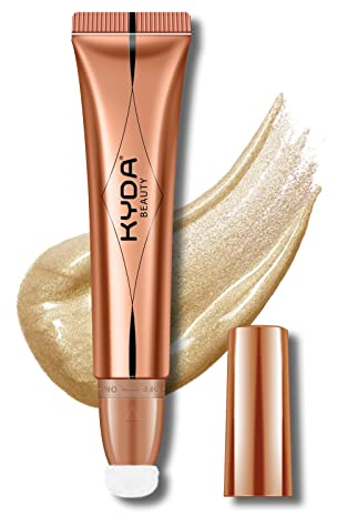KYDA Highlighter Beauty Wand, Flüssige Gesicht Touch Illuminator mit Kissen Applikator, Lang Anhaltende Natürlichen Schimmer Silky Creme Highlighter Bronzer Makeup, 0.6fl.oz (#04 Goldene)