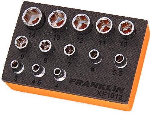 1/4 Drive Low Profile Socket Set 6 Pt 13 PCE 17mm Ht Franklin Tools XFL13
