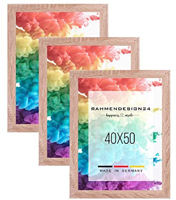Rahmendesign24 3er Set Bilderrahmen Collage Milano 40x50 Sonoma Eiche Fotorahmen, Wechselrahmen, Posterrahmen, Puzzlerahmen