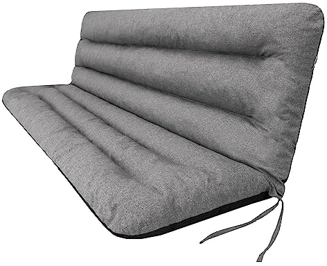 shivler Kissen für Hollywoodschaukel und Gartenbank Gartenbankauflage Bankauflage Bankkissen Garten Gartenmöbel Kissen ÖKOLEINEN (150 cm, Graphit)