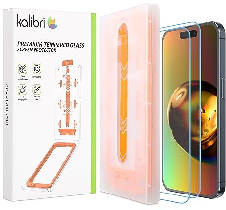 kalibri Protector de Pantalla Compatible con iPhone 15 - Set de 2X Cristal Templado Premium con Juego de instalación
