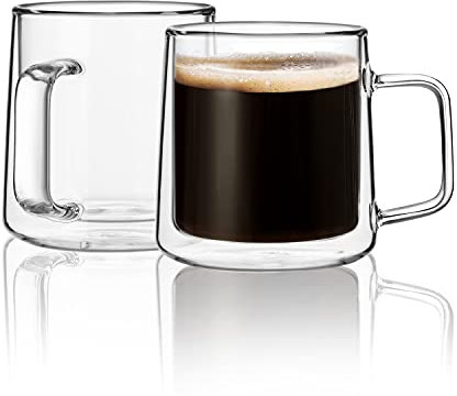 CNGLASS Doppelwandige Latte Macchiato Gläser (Set 2x300ml), Kaffeegläser mit Griff,Klare Isolierte Kaffeetassen Glas für Latte, Cappuccino, Teebeutel