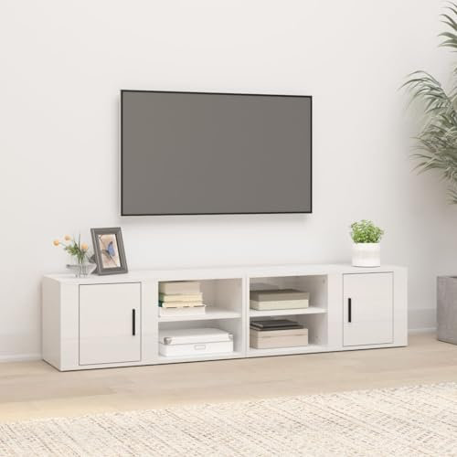 Mobile Tv Angolare,Porta Tv Per Soggiornomobili Tv 2 Pz Bianco Lucido 80x31,5x36cm In Legno Multistratoadatto A Soggiorni, Camere Da Letto, Sotto Il Televisore