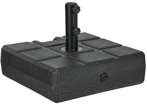Outsunny Base de Sombrilla Rectangular Soporte para Parasol Rellenable de Agua 30 kg y Arena 40 kg para Poste de Paraguas de Ø32/38/48 mm para Terraza Patio Jardín 49x49x36,5 cm Negro