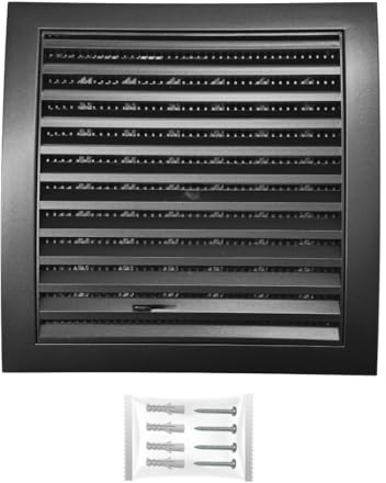 H&C VENT Rejilla Ventilación de 190 x 190mm │ Extractor de Baño Cocina │ Rejilla Aire Acondicionado Conductos Pared AC Ventilador Tubo PVC │ Cubiertas de Ventilacion con cierre regulable y Mosquitera