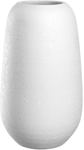 LEONARDO HOME Trogolo Keramikvase, 1 Stück, Zeitlose Vase aus Keramik, handgemachte Vase für Blumen, ästhetische Blumenvase, Schlichte Blumenstraußvase, elegant, Höhe 30 cm, weiß, 033205