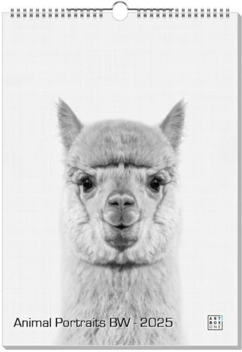 artboxONE Kalender 2026 Animal Portraits BW Wandkalender A3 2026 Tiere