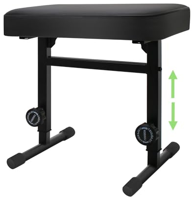 Sidasu Verstellbare Klavierbank Hocker mit schwarzem gepolstertem Kissen - Keyboardständer Sitz für Musiker (PU-Leder)