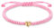 Rosa Initial A-Z Armband mit Buchstaben Herz, Partnerarmband Geflochtenes Band verstellbarer Kette Seilarmband, Paar Geschenk für Frauen (L)