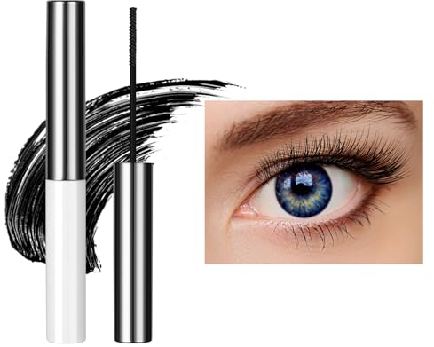 Bunt Wimperntusche Wasserfest, 5D Silk Fiber Mascara Feiner Pinsel Waterproof, langlebig, wischfest, voluminös und charmant, Mascara Fast Dry False Lash Effect Extension Make-Up(1# Schwarz)