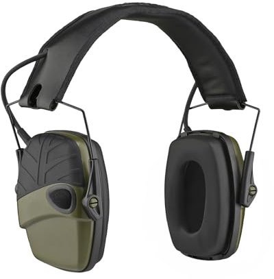 MRDEER Casque Anti Bruit de Tir Electronique, Réducteur de Bruit Réglable, Casque Antibruit de Sécurité Electronique, Protection Auditive de Chasse Amplificateur Sonore (vert)