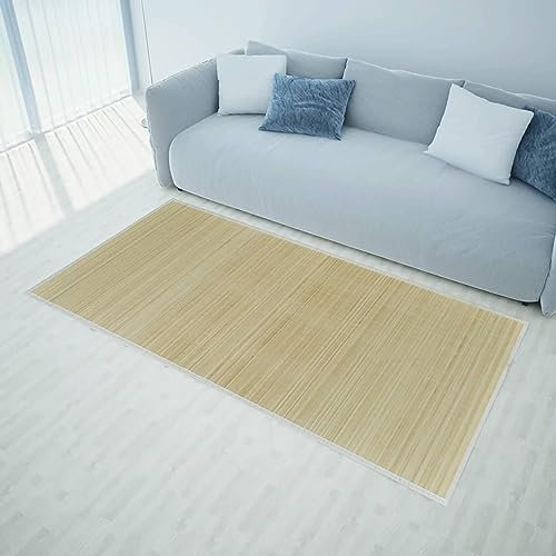 qohoio Tapis en Bambou 160x230 cm Naturel,Grand Tapis Salle De Bain,Tapis De Bain Epais
