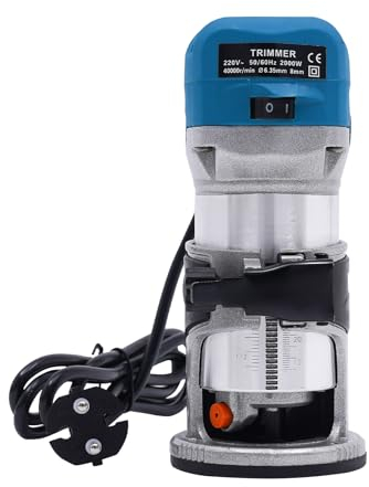 MEHOOSPVN Elektrische Oberfräse Elektrischer Trimmfräser Trimmer Einhandfräse Kantenfräse Holzfräse 6 Variable Geschwindigkeiten, Professional Kantenfräse Elektrik Multifunktionsfräse Holz 2000W, Blau