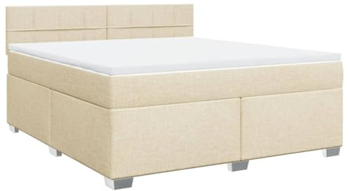 vidaXL Boxspringbett mit Matratze Creme 180x200 cm Stoff