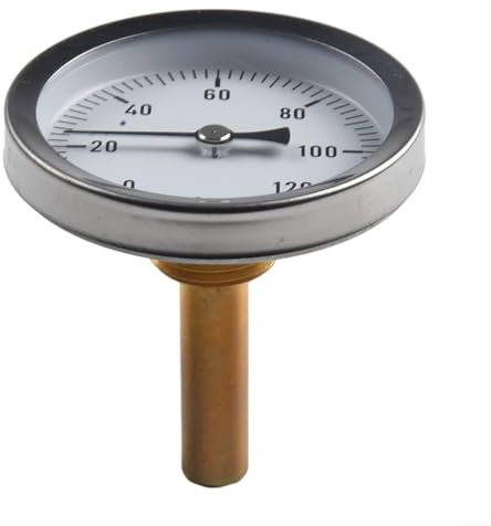 Besttoolifes Termometro per tubo di riscaldamento, termometro bimetallico, termometro per tubi industriali, visualizzazione della temperatura, termometro a puntatore 0-120 ° C termometro a tubo da 63