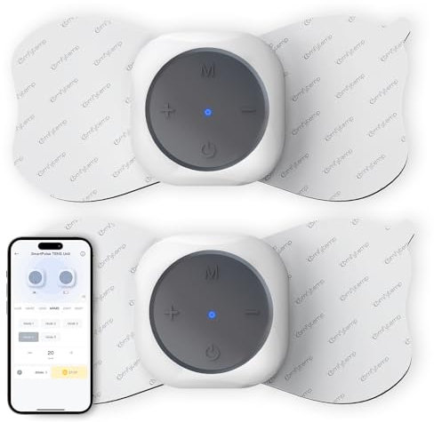 Comfytemp Wireless Dual Channel TENS Machine for Pain Relief, Smart TENS Units with APP & Button Control, Up to 30 Modes, 20 Intensities, 4 Pads, Rechargeable Muscle Stimulator for Back Hip Leg Pain
