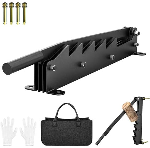 NAIZY Divisor de madera manual para montaje en pared, incluye bolsa para leña y guantes, separador de leña, para interior y exterior