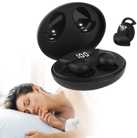 Neulriscn Sleep Earbuds, Wireless Headphones, Mini Invisible Earphones for Side Sleepers, In Ear Noise Cancelling Ear Buds for Sleeping, Small Bluetooth 5.3 Headphones for Small Ears, Working (Black)
