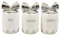 BML Ceramic Tea Coffee Sugar Canisters Set kitchen storage Container Canister jars with Silver Bow Lid for Home Kitchen Other Sweet Treats Kitchen Accessories (White)