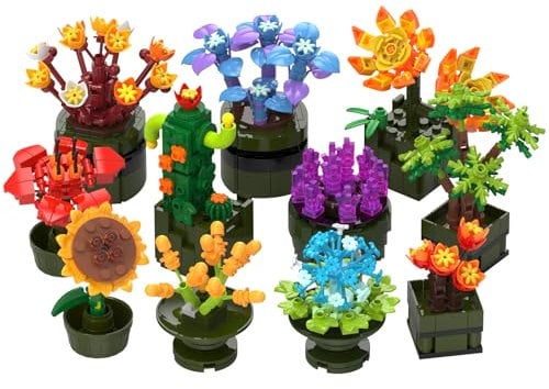 Brihappen Kit de construcción de flores suculentas de 12 piezas
