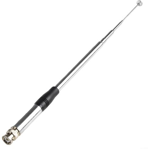 27Mhz Portable Telescopic Rod Antenna, Suitable for Handheld For CB Radios, Silver Color, BNC Connector, 1 8dbi Gain, Maximum Power 20W, Length Ranges from 9 inches to 51 inches