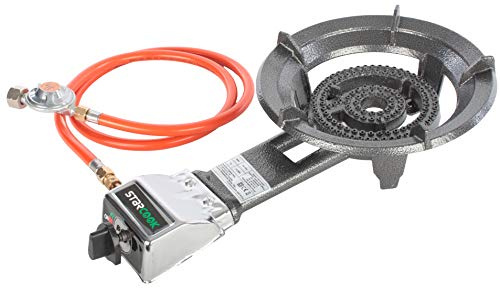 SEVICO Réchaud à gaz, brûleur à gaz, tuyau réducteur de pression, wok 8,5 kW pour camping et extérieur V24+P3