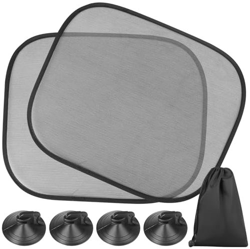 2 Piezas Protector Solar para Coche Bebé con Protección UV UPF50+, Universal para Ventanas Laterales y Traseras, 44x36cm, con Ventosas y Bolsa de Cordón