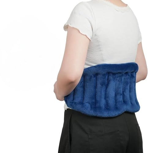 Microwave Heating Pad for Lower Back, Waist, Periods Cramps Pain Relief - Wearable Microwavable Heating Pads Heating Pad with Flax Seed for Hot & Cold Therapy, Unscented Heat Pack（Navy Blue）
