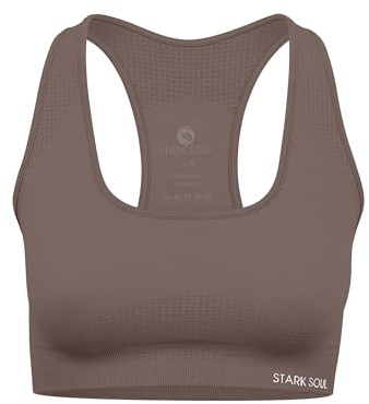 STARK SOUL Sport BH - herausnehmbare Cups, Medium Support | div. Farben, Größen XS, S, M, L und XL (DE/NL/SE/PL, Alphanumerisch, XL, Regular, Regular, Deep Taupe)