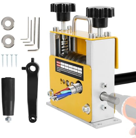 Wire Stripper Machine 2 in 1 Manual Drill Powered Cable Stripper Machine with 2 Blades for 1-17mm Cable, Electric Wire Stripper Tool Scrap Copper Cables Recycling
