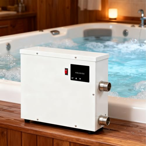 aromaoveite Elektrischer Schwimmbadheizer | Elektrischer Warmwasserbereiter Aus Edelstahl,Intelligente Thermostatische Steuerung,Doppelter Schutz,Geeignet Für Thermalbadewannen Massagebadewannen 9kw