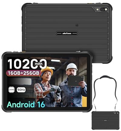 Ulefone RugKing Pad 2 Pro(2026) Tablet Indistruttibile Android 16, 10.1 Pollici Rugged Tablet, 16GB+256GB, IP68/69K, 10200mAh Robusto, 4G LTE + eSIM, Fotocamera 48MP Impermeabile,NFC,GPS,5G WiFi,Nero