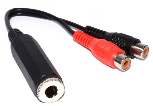 kenable 6.35mm Mono Jack Socket to Twin Phono Sockets Audio Adapter 15cm