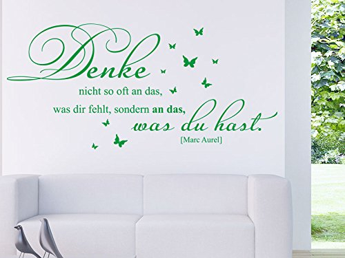 KLEBEHELD® Wandtattoo Denke nicht so oft an das was dir fehlt... (Farbe schwarz/Größe 60x28cm)