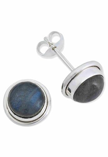 Ohrstecker 925 Silber Labradorit grün blauer Stein Edelstein Ohrringe echt Silber Damen Sterling Silber Stecker Geschenk(MOS-043-05)