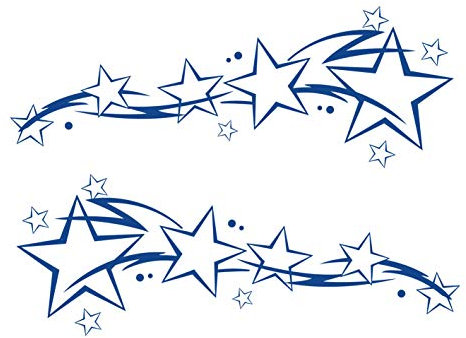 kleb-Drauf® | 2 Sternenschweife | Blau - glänzend | Autoaufkleber Autosticker Decal Aufkleber Sticker | Auto Car Motorrad Fahrrad Roller Bike | Deko Tuning Stickerbomb Styling Wrapping