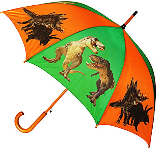 alles-meine.de GmbH großer XL Regenschirm - AUTOMATIK - Dinosaurier - Tyrannosaurus Rex - Ø 100 cm/Kinder & Erwachsene - groß Stockschirm mit Holz Griff - Regenschirme - Sc..