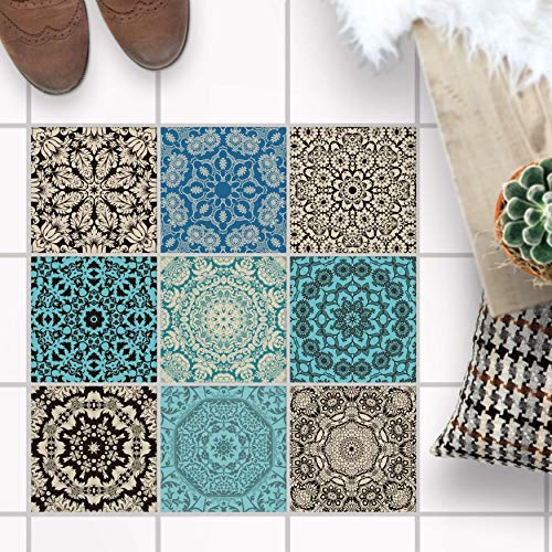 Fliesen Sticker für - [ Boden Fliesen ] - Aufkleber Folie Sticker für Boden-Fliesen - Küche oder Bad I Fliesenaufkleber als alternative zu Fliesenfarbe I 20x20 cm - Design Marokkanisch