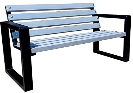 Primario Grande Gartenbank, Parkbank - Gartenmöbel, Outdoor Bank mit 350kg Tragfähigkeit - Sitzbank Holz Wetterfeste (Grande, Grau, 100cm - Sitzlänge, CE)