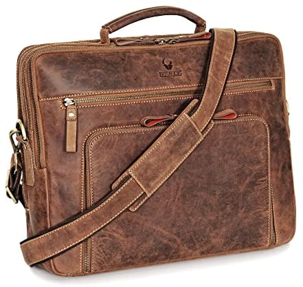 DONBOLSO Sac Porte Ordinateur Portable 17 Pouces San Francisco | Sac à Bandoulière pour Ordinateur Portable | Saccoche Ordi Portable | Sac pour Hommes et Femmes | Vintage Marron