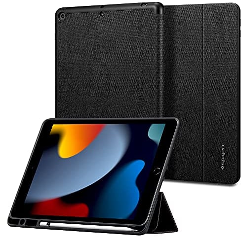 Spigen Urban Fit Kompatibel mit iPad 10.2, iPad 8. Generation Hülle (2020) / iPad 7. Generation Hülle (2019) mit Auto Schlaf Wach Funktion - Schwarz