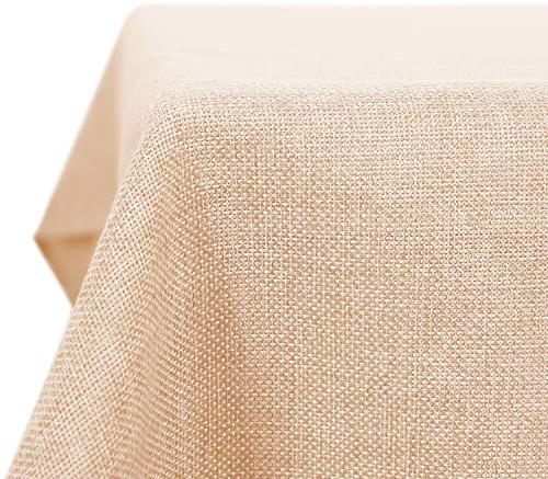Deconovo Nappe Rectangulaire Anti Tache Effet Lin 150x300 cm, Imperméable Lavable, Nappe Extérieur pour Table Jardin, Salle à Manger, Cuisine, Mariage, Fête, Jaune Pastel